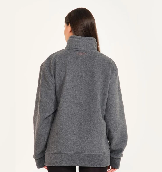 Nors Vanir Basic Yarım Fermuarlı Polar Sweatshirt Gri - Resim 7