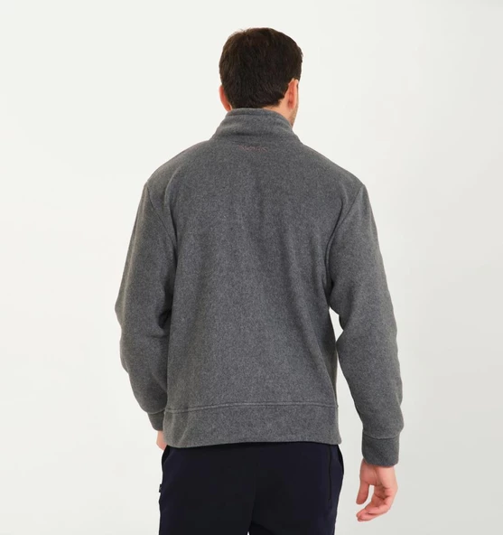 Nors Vanir Basic Yarım Fermuarlı Polar Sweatshirt Gri - Resim 3