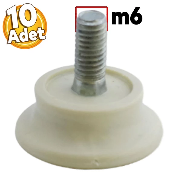 Bingo Rotil Ayak M6 Civatalı mm Krem Profil Ayağı 2.5 cm (10 ADET) ürün görseli 1