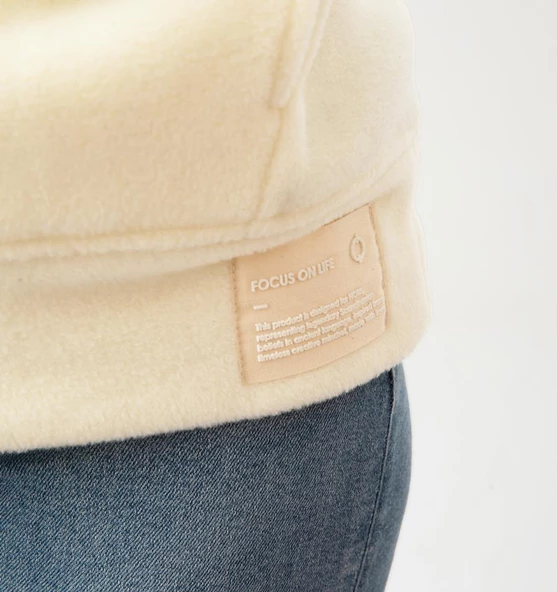 Nors Vanir Basic Yarım Fermuarlı Polar Sweatshirt Ekru - Resim 6