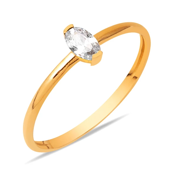 14 Ayar Oval Taşlı Rose Altın Yüzük ürün görseli 1