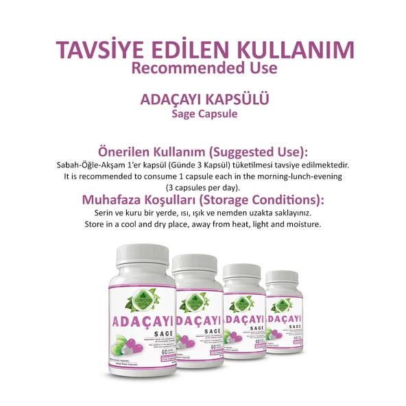 Adaçayı Kapsül (Sage Capsule) 60 Adet - Resim 4