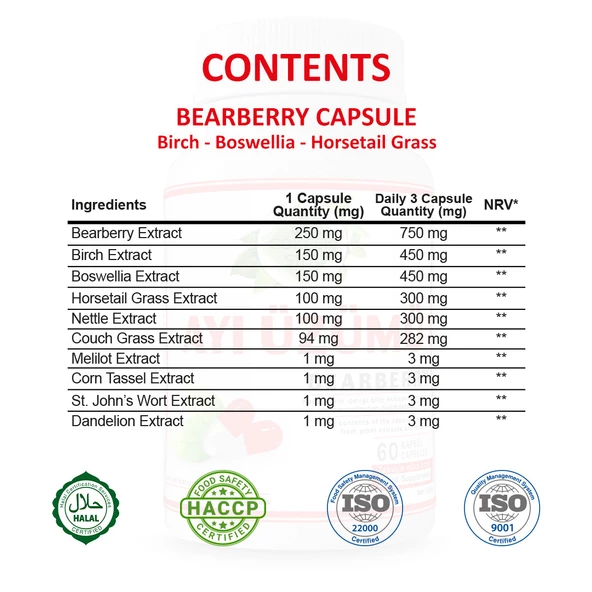 Ayı Üzümü Kapsül (Bearberry Capsule)  60 Adet - Resim 2