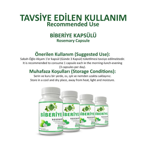 Biberiye Kapsül (Rosemary Capsule) 60 Adet - Resim 4