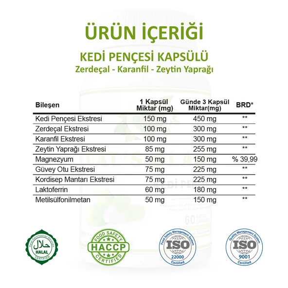 Kedi Pençesi Kapsül (CAT'S CLAW CAPSULE) 60 Adet - Resim 3
