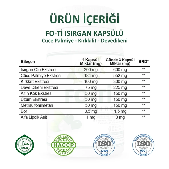 Fo-ti Kapsül (ISIRGAN KAPSÜL) 60 Adet - Resim 3