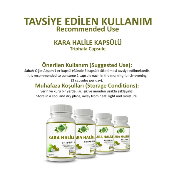 Karahalile Kapsül (Triphala Capsule)  60 Adet - Resim 4