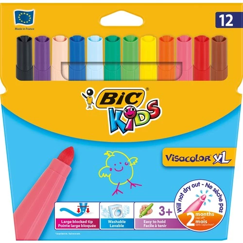 Bic Kids Visa Color XL Yıkanabilir Jumbo Keçeli Boya Kalemi 12 Renk ürün görseli 1