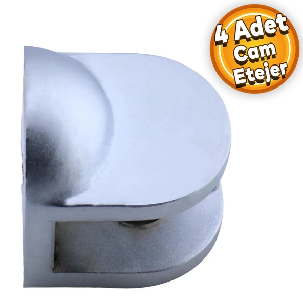 Cam Tutucu Ahşap Raf Tutucu Cam Etejeri Metal U Tipi Vidalı Mat Krom (4 ADET) ürün görseli 1