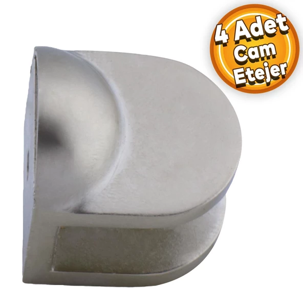 Cam Tutucu Ahşap Raf Tutucu Cam Etejeri Metal U Tipi Vidalı Saten (4 ADET) ürün görseli 1