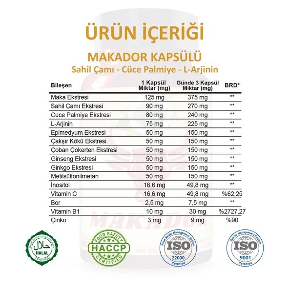 Makador Kapsül (MACADOR CAPSULE) 60 Adet - Resim 3