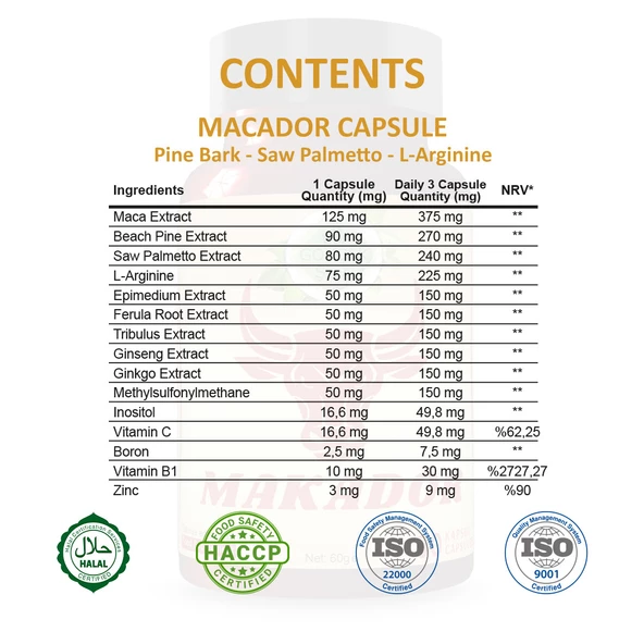 Makador Kapsül (MACADOR CAPSULE) 60 Adet - Resim 2