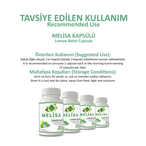 Melisa Kapsül (LEMON BALM CAPSULE) 60 Adet - Resim 4