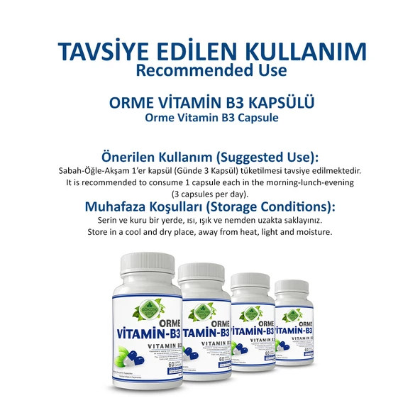 Orme Vitamin B3 Kapsül (VİTAMİN B3 CAPSULE) 60 Adet - Resim 4