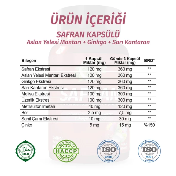 Safran Kapsül (Saffron Capsule) 60 Adet - Resim 2