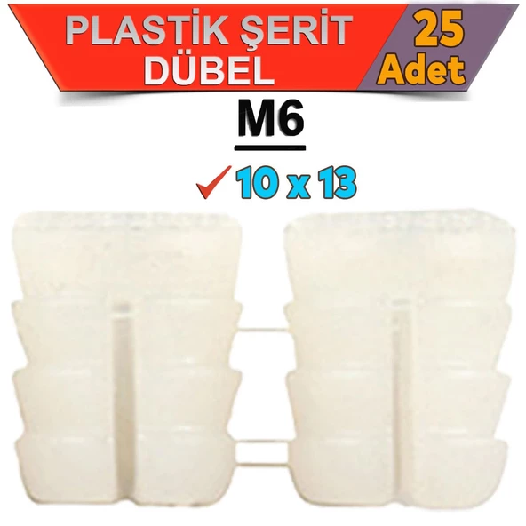 Şerit Dübel 10x13 Plastik M6 (25 ADET) - Resim 4