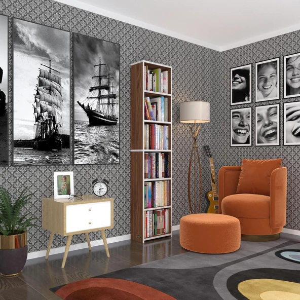 Kenzlife kitaplık süper ga 180*40*19 cvz 6 katlı tek bölme çift bölme opsiyonlu ofis mutfak banyo dolabı arkalıksız ürün görseli 1