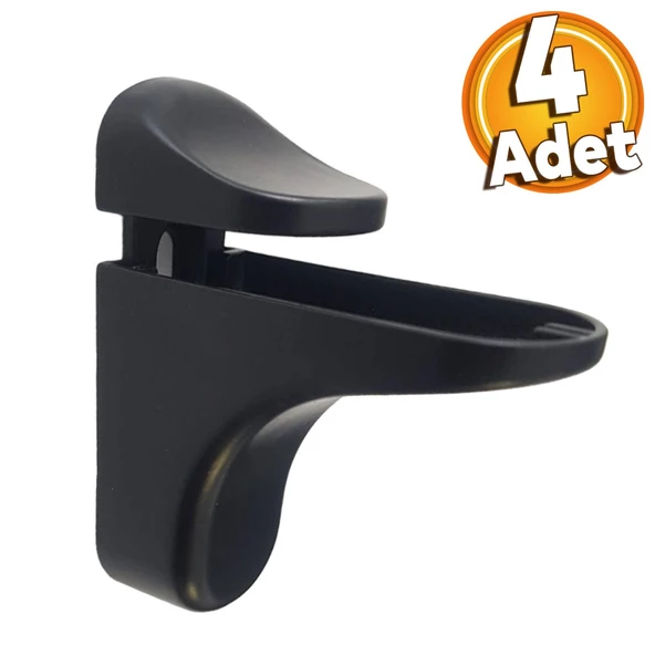 Pelikan Ayarlanabilir Etajer Cam Tutucu Ahşap Raf Tutucu Cam Etejeri Metal Vidalı Siyah (4 ADET) ürün görseli 1