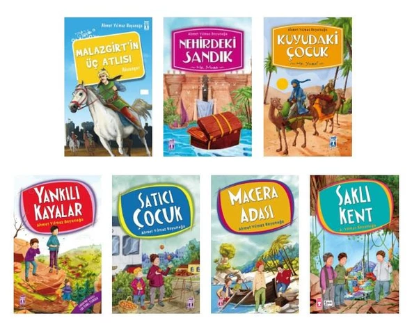 Ahmet Yılmaz Boyunağa Seti 7 Kitap (Malazgirt'in Üç Atlısı+Nehirdeki Sandık+Kuyudaki Çocuk+Yankılı Kayalar+Satıcı Çocuk+Macera Adası+Saklı Kent) ürün görseli 1