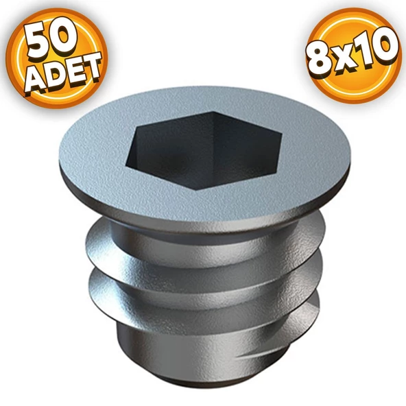 Metal Dübel 8x10 M6 Çinko (50 ADET) ürün görseli 1
