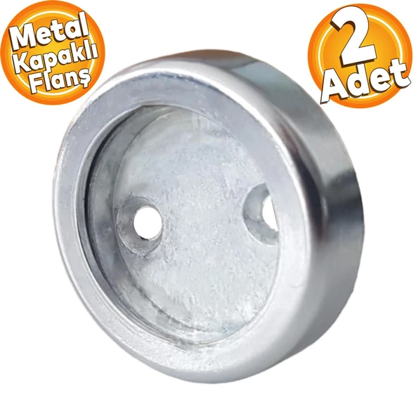 Askı Flanşı Metal Kapaklı Flanş Yuvarlak Dolap Elbise Askı Aparatı Krom (2 ADET) ürün görseli 1