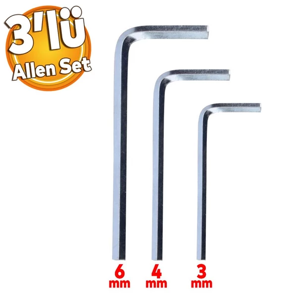 Allen Anahtar Seti 3 Parça Alyan Anahtar Set 3'lü ürün görseli 1