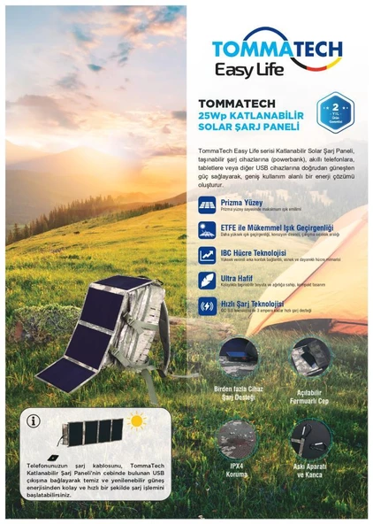 TommaTech Easy Life 25Wp Katlanabilir Güneş Paneli - Resim 5