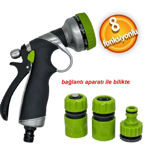 Otomatik 8 Fonksiyonlu Bahçe Sulama Tabancası Tetikli Ayarlı Tabanca ürün görseli 1
