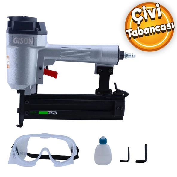 Gison GPF1650 Çivi Tabancası Havalı Tekli Emniyet Mandalı Çivi Çakma Döşeme Tabancası ürün görseli 1