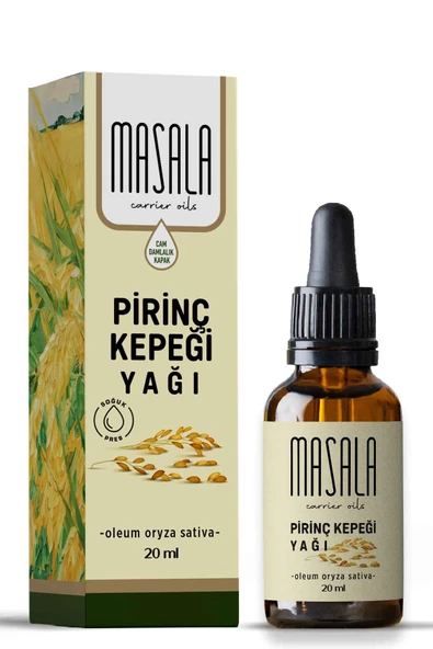 Masala Pirinç Kepeği Yağı 20 ml.  Soğuk Pres (Ricebran Carrier Oil) ürün görseli 1