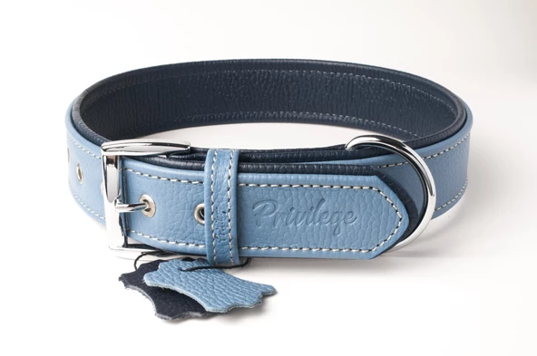 Privilege Flotter Hakiki Deri Köpek Boyun Tasması XXS Mavi Lacivert 2,5x22-30 cm ürün görseli 1