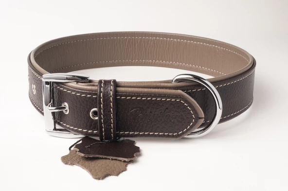 Privilege Flotter Hakiki Deri Köpek Boyun Tasması S Kahverengi Toprak Rengi 2,5x32-41 cm ürün görseli 1