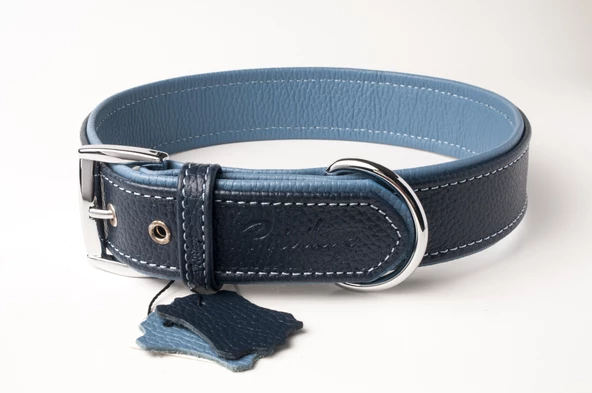 Privilege Flotter Hakiki Deri Köpek Boyun Tasması XL Lacivert Mavi 4x54-64 cm ürün görseli 1