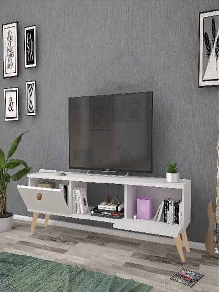 140 Cm Eda Beyaz Tv Ünitesi - Resim 3