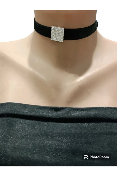 Zirkon Taşlı Choker Kadife Kolye ürün görseli 1