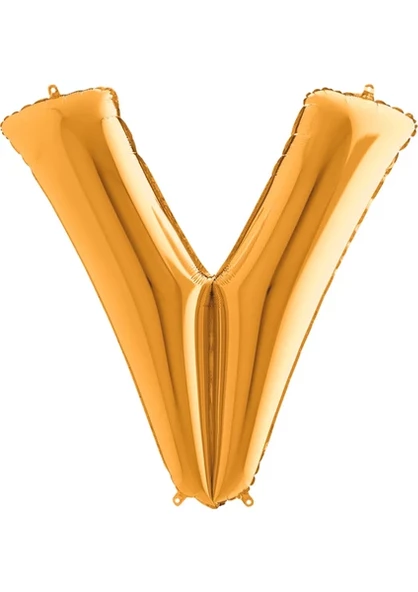 V Harfi Folyo Balon Gold Renk 40 CM ürün görseli 1
