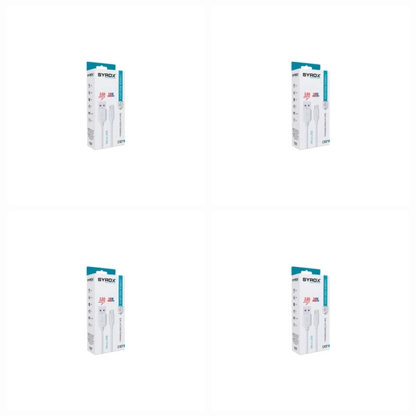 4 Adet - Syrox C107 18W Micro USB Hızlı Şarj & Data Kablosu ürün görseli 1