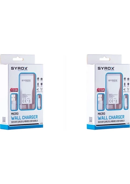 2 Adet - Syrox J15 Micro Usb Şarj Aleti 2.0 Amper ürün görseli 1