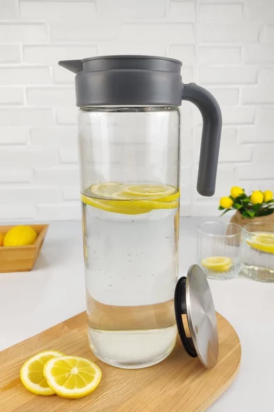 Digithome Buzdolabı Kapak Rafı Uyumlu Borosilikat İnce Cam Sürahi 1800 Ml Gri - THN87018 - C1-1-18 HYT ürün görseli 1