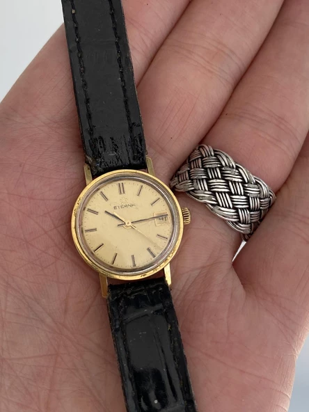 Eterna 23.7 mm Deri Kordon 14K Altın Kadın Kol Saati 2.El ürün görseli 1