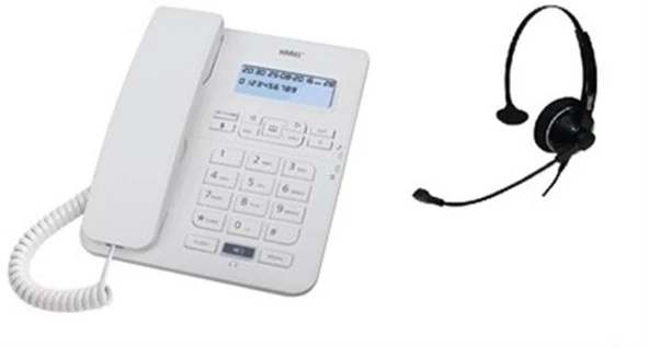 Karel TM145 Karel RJ9 Kulaklıklı Headset Telefon Beyaz ürün görseli 1