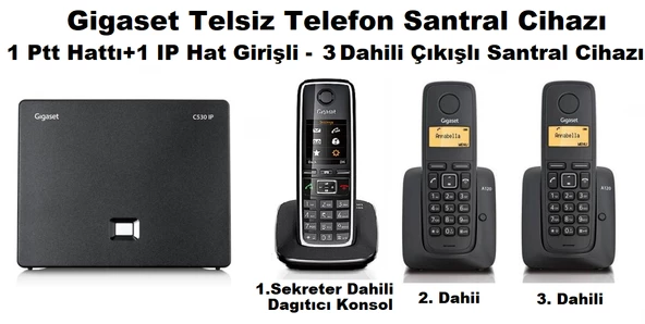 Gigaset C530 IP 3 Dahili Dect Telsiz Kablosuz Telefon Santrali ürün görseli 1