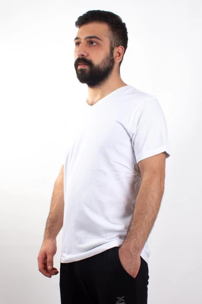 TWİSTER JEANS 1827 BEYAZ V  YAKA ERKEK T-SHİRT ürün görseli 1