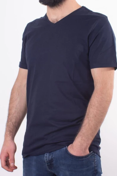 TWİSTER JEANS 1827 LACİVERT V  YAKA ERKEK T-SHİRT ürün görseli 1