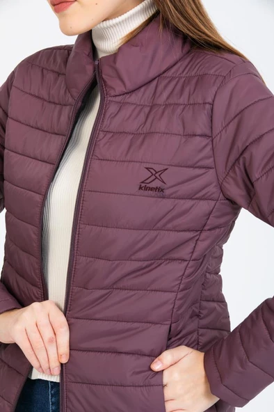 Kinetix SN659 Basıc Padded Coat Mürdüm Günlük  Kadın Şişme Mont - Resim 4