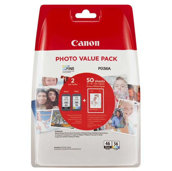 CANON PG-46-CL56 2Lİ KARTUŞ + 50 ADET FOTOĞRAF KAĞIDI ürün görseli 1