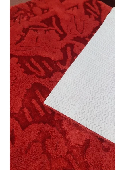 Prizma Bianca Eskitme Desen Kaymaz Latex Taban Halı (150x200)-Kırmızı ürün görseli 1