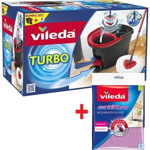 Vileda Turbo Pedallı Sistem + Vileda 2'li Actifibre Mikrofiber Bez ürün görseli 1