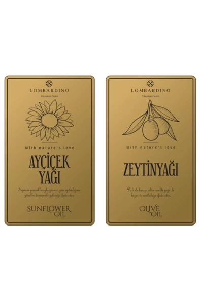 Digithome Lombardino 2 Adet Zeytinyağı ve Ayçicek Yağı Etiketi Sticker Seti 11x6,6 Cm Gold ürün görseli 1