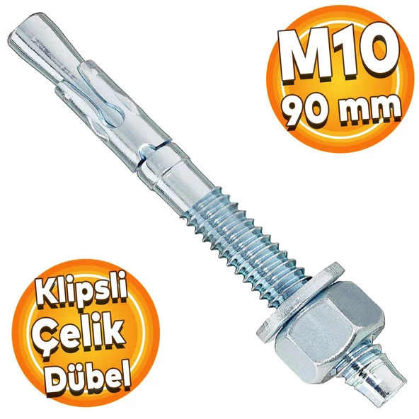 Klipsli Çelik Dübel M10x90 mm ürün görseli 1